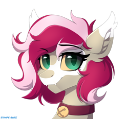 Size: 1736x1618 | Tagged: safe, artist:strafe blitz, imported from derpibooru, oc, oc only, bat pony, pony, bell, bell collar, collar, fangs, simple background, slit eyes, slit pupils, solo, white background