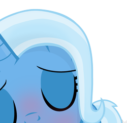 Size: 2087x2026 | Tagged: safe, alternate version, artist:grapefruitface1, artist:shadyhorseman, imported from derpibooru, trixie, oc:grapefruit face, pony, unicorn, base used, bedroom, blushing, cuddling, eyes closed, eyeshadow, female, high res, kissing, makeup, mare, offscreen character, pov, show accurate, simple background, smooch, solo, transparent background