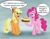 Size: 1400x1100 | Tagged: safe, artist:rockhoppr3, imported from derpibooru, applejack, pinkie pie, earth pony, pony, cake, duo, food, fruit, herbivore, hoof hold, speech bubble, unshorn fetlocks