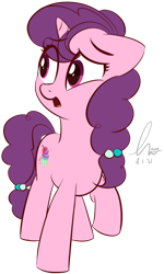 Size: 1358x2256 | Tagged: safe, artist:potato22, imported from derpibooru, sugar belle, pony, unicorn, eye clipping through hair, eyebrows, eyebrows visible through hair, female, floppy ears, frown, mare, open mouth, raised hoof, simple background, solo, transparent background