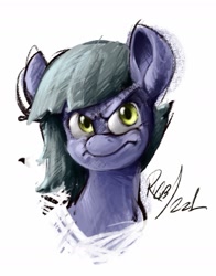 Size: 1101x1407 | Tagged: safe, artist:rigbyh00ves, artist:th3ipodm0n, imported from derpibooru, limestone pie, earth pony, pony, angry, bust, female, frown, looking at you, mare, portrait, simple background, solo, white background