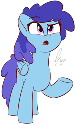 Size: 1280x2106 | Tagged: safe, artist:potato22, imported from derpibooru, cloudburst, pegasus, pony, background pony, female, mare, open mouth, raised hoof, simple background, solo, transparent background