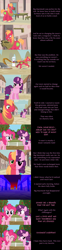Size: 2000x8061 | Tagged: safe, artist:mlp-silver-quill, imported from derpibooru, big macintosh, double diamond, pinkie pie, sugar belle, earth pony, unicorn, comic:pinkie pie says goodnight, cliffhanger, clothes, female, fence, flashback, hammer, male, our town, plow, scarf, screwdriver, shipping, straight, sugarmac, sweet apple acres
