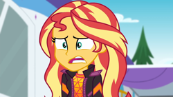 Size: 1334x750 | Tagged: safe, imported from derpibooru, screencap, sunset shimmer, equestria girls, equestria girls series, sunset's backstage pass!, spoiler:eqg series (season 2), confused, scared