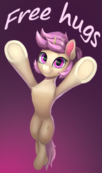 Size: 711x1202 | Tagged: safe, artist:foxpit, artist:gouransion, imported from derpibooru, oc, oc only, oc:lavrushka, pony, unicorn, cute, female, free hugs, mare