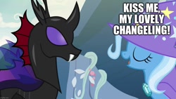Size: 1280x720 | Tagged: safe, edit, edited screencap, imported from derpibooru, screencap, pharynx, trixie, to change a changeling, female, male, phartrix, shipping, straight, text