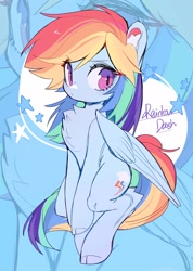 Size: 1462x2048 | Tagged: safe, artist:amo, imported from derpibooru, rainbow dash, pegasus, pony, chest fluff, cloven hooves, cute, dashabetes, eye clipping through hair, female, mare, solo, zoom layer