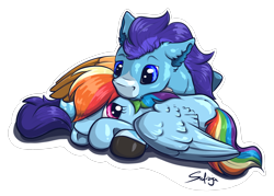 Size: 936x670 | Tagged: safe, artist:safizejaart, imported from derpibooru, rainbow dash, oc, oc:lucas fairy, pegasus, multicolored hair, pegasus oc, simple background, transparent background, wings