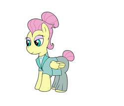 Size: 1400x1200 | Tagged: safe, artist:amateur-draw, imported from derpibooru, fluttershy, pegasus, pony, alternate hairstyle, clothes, female, makeup, mare, pants, severeshy, simple background, solo, white background