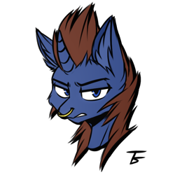 Size: 1024x1024 | Tagged: safe, artist:thefunnysmile, imported from derpibooru, oc, oc only, oc:smite, pony, unicorn, bust, ear fluff, piercing, portrait, solo