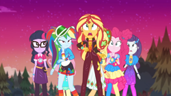 Size: 1334x750 | Tagged: safe, imported from derpibooru, screencap, applejack, fluttershy, pinkie pie, rainbow dash, rarity, sci-twi, sunset shimmer, twilight sparkle, equestria girls, equestria girls series, sunset's backstage pass!, spoiler:eqg series (season 2), humane five, humane seven, humane six, shocked, shocked expression