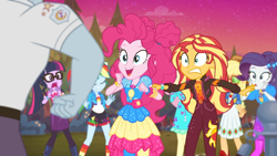 Size: 1334x750 | Tagged: safe, imported from derpibooru, screencap, applejack, fluttershy, pinkie pie, rainbow dash, rarity, sci-twi, sunset shimmer, twilight sparkle, equestria girls, equestria girls series, sunset's backstage pass!, spoiler:eqg series (season 2), humane five, humane seven, humane six