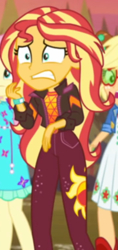 Size: 252x535 | Tagged: safe, imported from derpibooru, screencap, applejack, fluttershy, sunset shimmer, equestria girls, equestria girls series, sunset's backstage pass!, spoiler:eqg series (season 2), cropped, worried