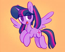 Size: 1512x1207 | Tagged: safe, artist:dawnfire, imported from ponybooru, twilight sparkle, alicorn, pony, alternate hairstyle, eye clipping through hair, female, horn, mare, open mouth, pigtails, solo, spread wings, twilight sparkle (alicorn), twintails, wings