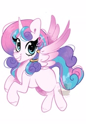 Size: 1423x2048 | Tagged: safe, artist:pineappleartz, imported from derpibooru, princess flurry heart, alicorn, pony, cute, female, flying, grin, looking at you, older, older flurry heart, smiling, solo, watermark