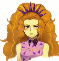 Size: 691x714 | Tagged: safe, artist:nairdags, imported from derpibooru, adagio dazzle, equestria girls, adagio dazzle is not amused, adagio is not amused, alternate clothes, alternate costumes, annoyed, bust, female, grumpy, looking at you, simple background, tsundagio, tsundere, unamused, white background