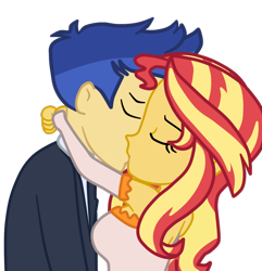 Size: 1084x1124 | Tagged: safe, artist:gmaplay, imported from derpibooru, flash sentry, sunset shimmer, equestria girls, clothes, dress, duo, female, flashimmer, kissing, male, marriage, shipping, simple background, solo, straight, transparent background, wedding, wedding dress