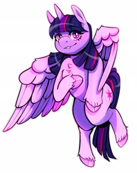 Size: 1625x2048 | Tagged: safe, artist:noottnoott, artist:paintedcora, imported from derpibooru, twilight sparkle, alicorn, pony, chest fluff, female, looking at you, mare, simple background, solo, twilight sparkle (alicorn), unshorn fetlocks, white background