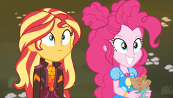 Size: 1334x750 | Tagged: safe, imported from derpibooru, screencap, pinkie pie, sunset shimmer, equestria girls, equestria girls series, sunset's backstage pass!, spoiler:eqg series (season 2)