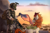 Size: 3866x2587 | Tagged: safe, artist:av-4, artist:avastin4, imported from derpibooru, autumn blaze, human, kirin, fanfic:questionable ethics, adrian shephard, american flag, assault rifle, butt, duo, ear fluff, fanfic art, female, flag, gun, h.e.c.u., half-life, half-life: opposing force, helmet, high res, male, murica, outdoors, plot, rifle, sunset, tree, weapon