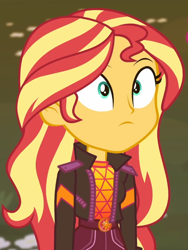 Size: 538x715 | Tagged: safe, imported from derpibooru, screencap, sunset shimmer, equestria girls, equestria girls series, sunset's backstage pass!, spoiler:eqg series (season 2), cropped, geode of empathy, magical geodes, music festival outfit, shrunken pupils, solo