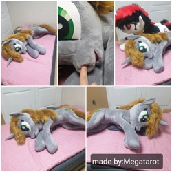 Size: 2880x2880 | Tagged: safe, artist:megatarot, imported from derpibooru, oc, oc:blackjack, oc:littlepip, pony, unicorn, fallout equestria, fallout equestria: project horizons, boop, fanfic art, irl, life size, photo, plushie