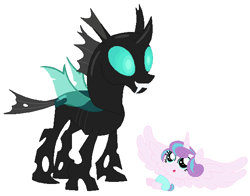 Size: 601x472 | Tagged: safe, artist:hubfanlover678, imported from derpibooru, princess flurry heart, thorax, alicorn, changedling, changeling, pony, duo, female, male, male and female, simple background, white background