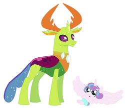 Size: 660x572 | Tagged: safe, artist:hubfanlover678, imported from derpibooru, princess flurry heart, thorax, alicorn, changedling, changeling, pony, duo, female, king thorax, male, male and female, simple background, white background