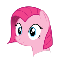 Size: 1839x2000 | Tagged: safe, artist:anonymous, imported from ponybooru, pinkie pie, earth pony, pony, /mlp/, alternate hairstyle, disembodied head, female, loose hair, pinkamena diane pie, simple background, smiling, solo, transparent background, vector
