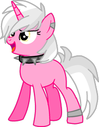 Size: 823x1049 | Tagged: safe, artist:pegasski, imported from derpibooru, oc, oc only, pony, unicorn, base used, choker, ear piercing, earring, eyelashes, horn, jewelry, open mouth, piercing, simple background, smiling, solo, spiked choker, transparent background, unicorn oc, vector