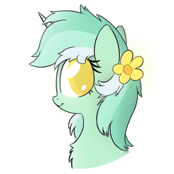 Size: 1200x1200 | Tagged: safe, artist:php111, imported from ponybooru, lyra heartstrings, pony, unicorn, bust, flower, flower in hair, looking at you, ponybooru exclusive, portrait, profile, solo