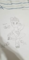 Size: 490x1008 | Tagged: safe, artist:speeder152, imported from derpibooru, rarity, unicorn, alternate hairstyle, arabesque, ballerina, ballet, ballet bun, ballet slippers, bipedal, bow, clothes, cutie mark, gem, gemstones, jewelry, on one leg, one arm raised, pose, raririna, ribbon, sketch, standing on one leg, tiara, tights, tutu, two cutie marks