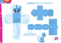 Size: 2048x1447 | Tagged: safe, artist:dashiesparkle edit, artist:grapefruitface1, imported from derpibooru, imported from ponybooru, trixie, pony, base used, craft, custom, eyeshadow, irl, lidded eyes, makeup, merchandise, papercraft, photo, printable, solo, toy