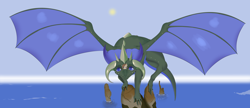 Size: 7392x3200 | Tagged: safe, artist:zettaidullahan, imported from derpibooru, oc, oc:amber blister, dragon, pegasus, pony, fanfic:empress dragon, conjoined, dragoness, fanfic art, female, filly