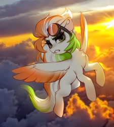 Size: 1800x2000 | Tagged: safe, artist:vensual99, imported from derpibooru, oc, oc only, pegasus, pony, colored wings, female, flying, goggles, looking at you, mare, multicolored wings, solo, spread wings, wings