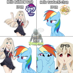 Size: 554x554 | Tagged: safe, imported from derpibooru, rainbow dash, comic, dashface, kantai collection, meme, so awesome, yuudachi