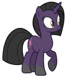 Size: 1231x1425 | Tagged: safe, artist:muhammad yunus, artist:tanahgrogot, imported from derpibooru, pony, unicorn, derpibooru community collaboration, 2021 community collab, base used, black hair, code lyoko, crossover, cute, female, mare, medibang paint, ponified, simple background, smiling, solo, transparent background, yumi ishiyama