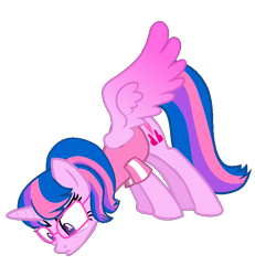 Size: 676x731 | Tagged: safe, artist:muhammad yunus, artist:tanahgrogot, imported from derpibooru, oc, oc only, oc:hsu amity, alicorn, pony, base used, clothes, female, glasses, mare, not twilight sparkle, simple background, solo, transparent background, upset