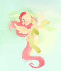 Size: 3000x3492 | Tagged: safe, artist:sagit00tarius, imported from derpibooru, fluttershy, pegasus, pony, blushing, choker, clothes, cute, female, flying, head turned, high res, looking away, mare, open mouth, profile, shyabetes, smiling, socks, solo, spread wings, turned head, wings