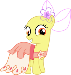 Size: 1024x1076 | Tagged: safe, artist:krystalheartbases, imported from derpibooru, apple bloom, pony, clothes, dress, gala dress, solo