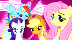 Size: 1920x1080 | Tagged: safe, imported from derpibooru, screencap, applejack, fluttershy, rainbow dash, rarity, spike, dragon, earth pony, pegasus, pony, unicorn, do princesses dream of magic sheep, spoiler:s05, cutie mark, fatigues, hat, mirror, spanish description, unveiled, wings