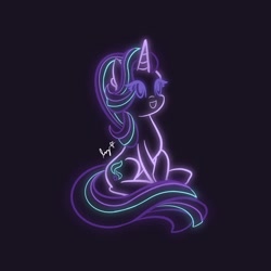 Size: 2048x2048 | Tagged: safe, artist:smstudios_2, imported from derpibooru, starlight glimmer, pony, unicorn, black background, high res, neon, simple background, solo