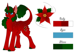 Size: 1742x1200 | Tagged: safe, artist:nobleclay, imported from derpibooru, oc, oc only, oc:poinsettia, pony, unicorn, female, mare, reference sheet, simple background, solo, transparent background