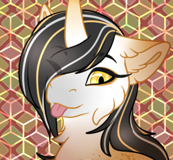 Size: 390x362 | Tagged: safe, artist:nobleclay, imported from derpibooru, oc, oc only, oc:stockings, pony, unicorn, female, mare, one eye closed, solo, tongue out, wink