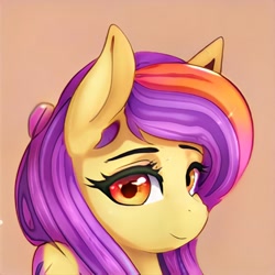Size: 1024x1024 | Tagged: safe, artist:thisponydoesnotexist, imported from derpibooru, pony, ai content, ai generated, beige background, bust, generator:thisponydoesnotexist, looking at you, neural network, simple background, solo