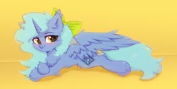 Size: 1780x900 | Tagged: safe, artist:astralblues, imported from derpibooru, oc, oc only, alicorn, pony, blushing, chest fluff, ear fluff, hoof fluff, leg fluff, lying down, solo