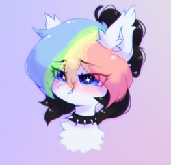 Size: 1336x1290 | Tagged: safe, artist:astralblues, imported from derpibooru, oc, oc only, pony, blushing, chest fluff, collar, cute, ear fluff, shy, solo