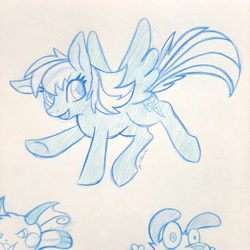 Size: 2048x2048 | Tagged: safe, alternate version, artist:xstardragonsx, imported from derpibooru, rainbow dash, pegasus, pony, raichu, courage the cowardly dog, crossover, eyelashes, female, mare, pokémon, traditional art, underhoof