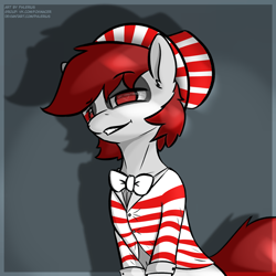 Size: 4000x4000 | Tagged: safe, artist:phlerius, imported from derpibooru, oc, oc only, earth pony, pony, bowtie, digital art, hat, my little pony, solo, stripes