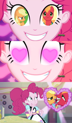 Size: 1280x2160 | Tagged: safe, edit, edited screencap, imported from derpibooru, screencap, applejack, big macintosh, pinkie pie, coinky-dink world, eqg summertime shorts, equestria girls, applecest, applemac, female, incest, male, meme, pinkie's eyes, shipping, straight, why